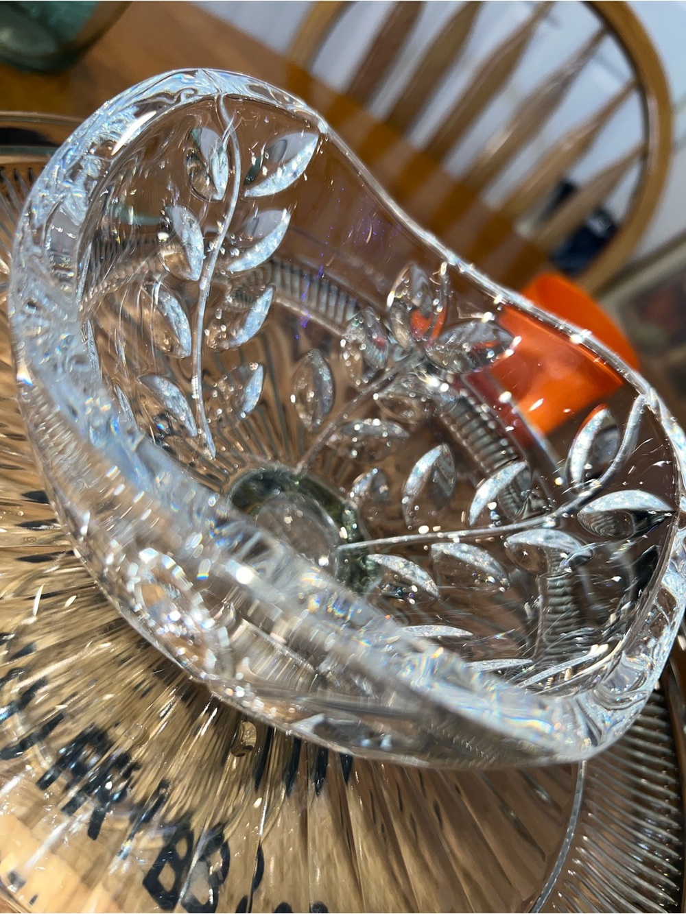 Tiffany & Co. Clear Etched Leaf Motif Glass Bowl